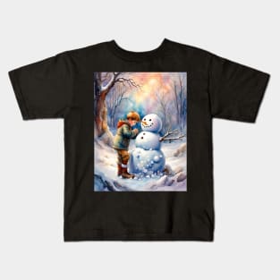 Building a snowman Kids T-Shirt